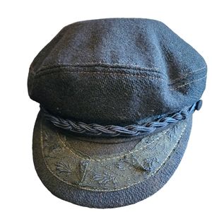 Greek Fisherman's cap, newsboy,  navy sailors wool hat.